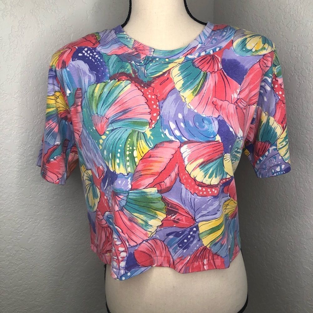 Vintage Sand Dollars Pattern Oversized Tee Sz S